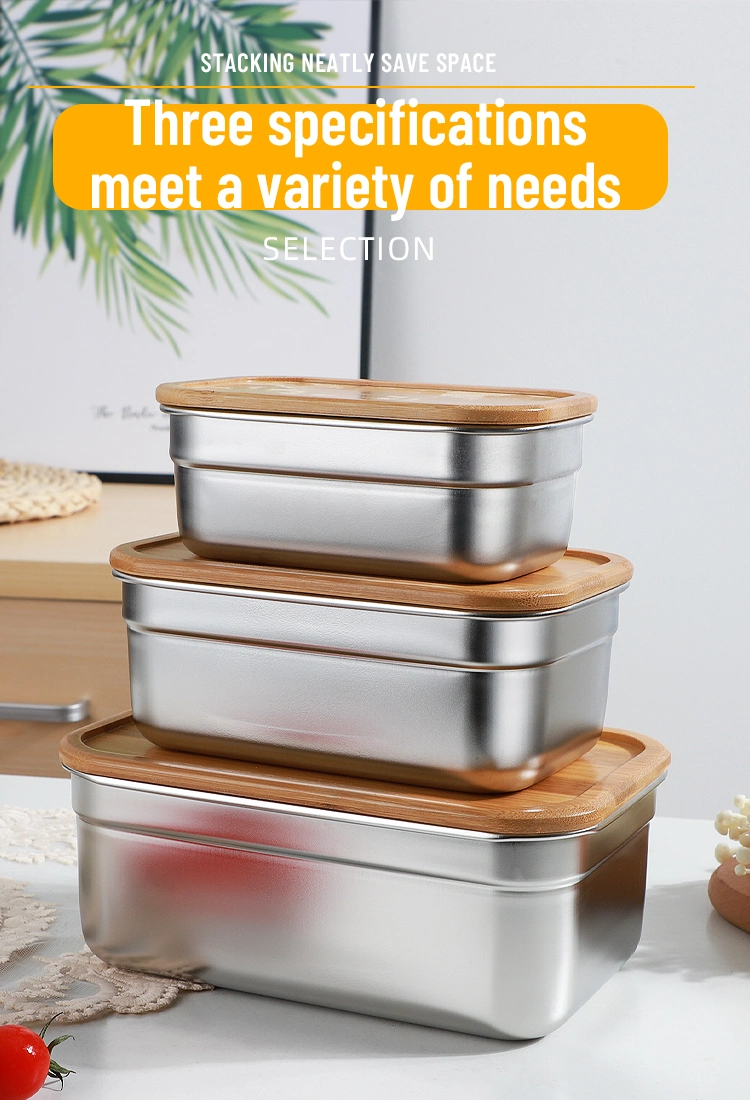 Wholesale Custom Stainless Steel Bento Lunch Box Multiple Size with Bamboo Lid