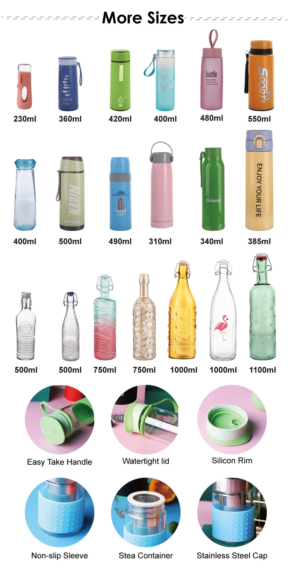 Wholesale Milk Glass Bottle 500ml 300ml 550ml Clear Round Empty Rum Spirit Gin Vodka Glass Liquor Water Bottle with Cork Cap