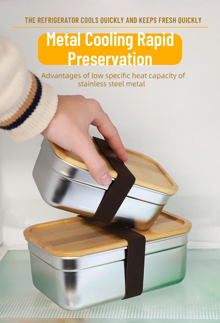 Wholesale Custom Stainless Steel Bento Lunch Box Multiple Size with Bamboo Lid