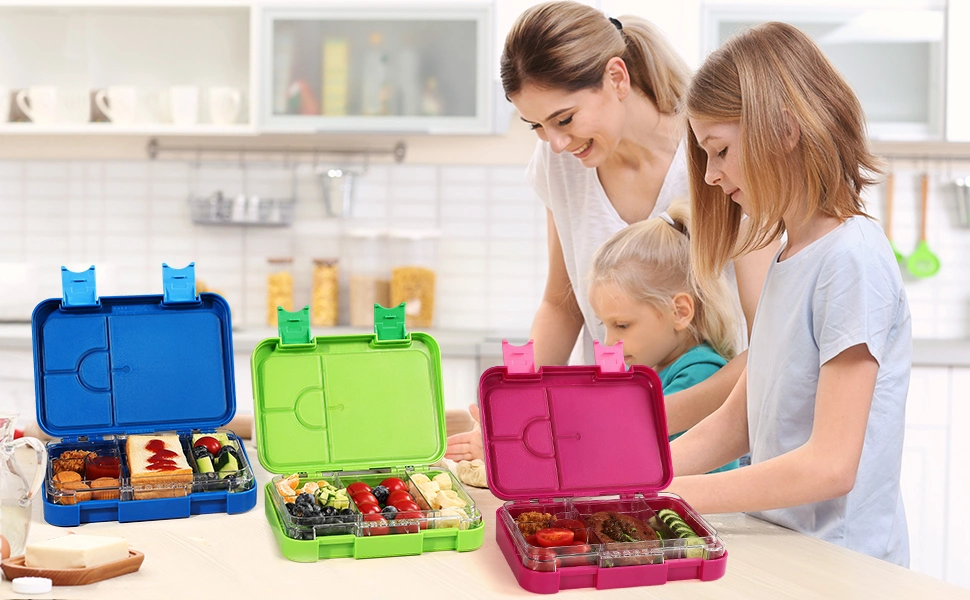 Aohea BPA Free 4/5compartments Bento Box Toddler Lunch Box for School