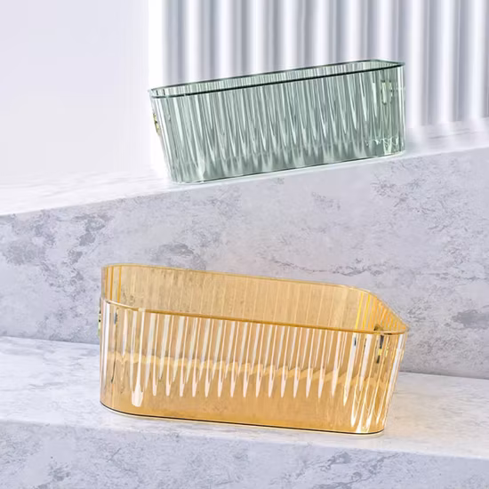 Organizador de escritorio Caja de almacenamiento transparente, organizador de mascarillas cosméticas, papelería acrílica, caja de almacenamiento de artículos diversos para cocina