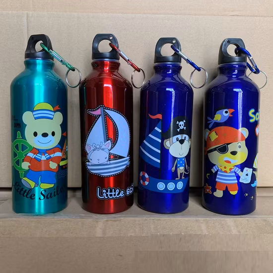 Deportes al aire libre Gimnasio Fitness Hervidor de aluminio Equipo de ciclismo Bicicleta Montaña Bicicleta para acampar Botella de agua Logotipo personalizado FDA CE con anillo de elevación